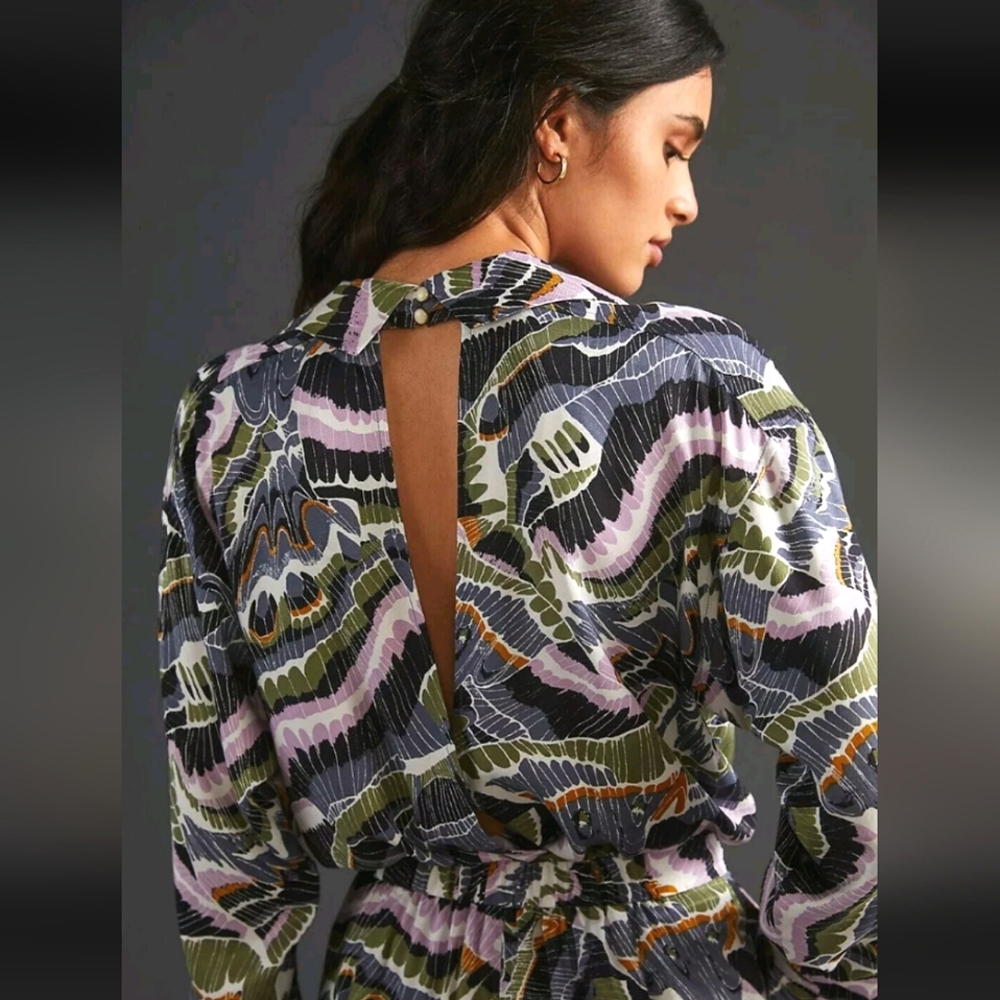 Anthropologie Abstract Bodysuit, Size 6, Multi-Color